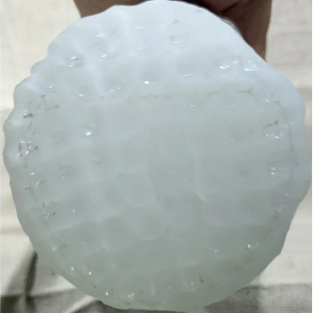 Vintage White Opalescent Hand Blown Glass Pulled Feather Art Vase 10.5